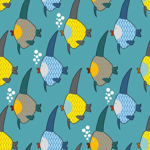 Modèle sans couture de couleur de poisson marin. Modèle répétitif de marine — Image vectorielle