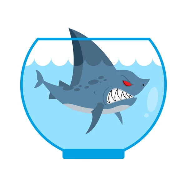 Tiburón en el acuario. Depredador de Angry Marine con dientes grandes. Hogar. — Vector de stock