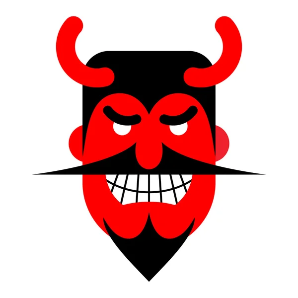 Satan laughter. Devil with  terrible smile. Horrible red demon. — Stock Vector