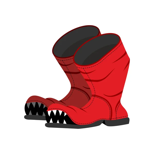 Broken boot with teeth. Old shoes with hole. Dreaded boot. — Stock Vector