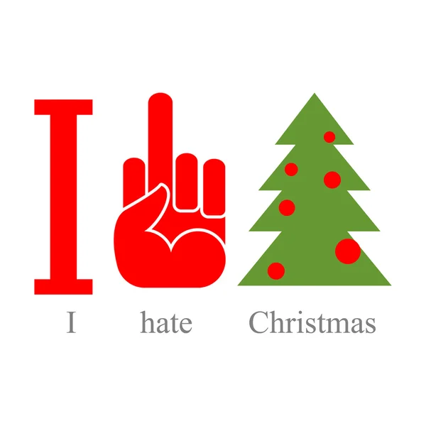 Odeio o Natal. Símbolo de ódio foda e árvore. Assine para looni —  Vetores de Stock