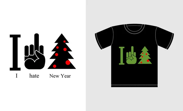 Je déteste le nouvel an. Logo pour t-shirts tyran et punk. Type antisocial — Image vectorielle