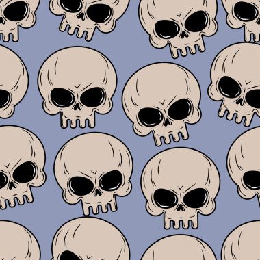 Skull seamless background. Many skulls pattern. Ornament head sk