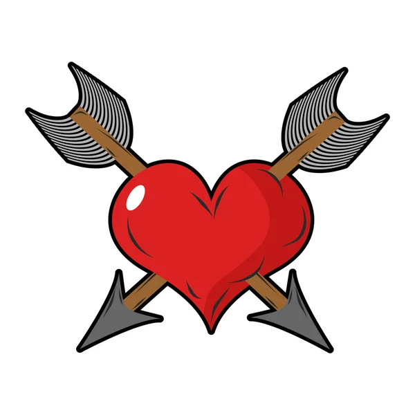 Heart and arrow. Two arrows pierced  sign of love. Love two peop — 图库矢量图片