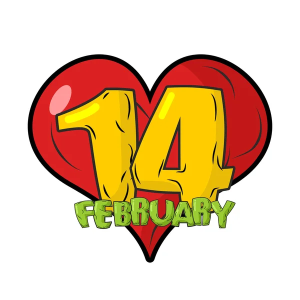 14 February emblem. Valentines day. Sign for Valentines day. Red — Stockový vektor