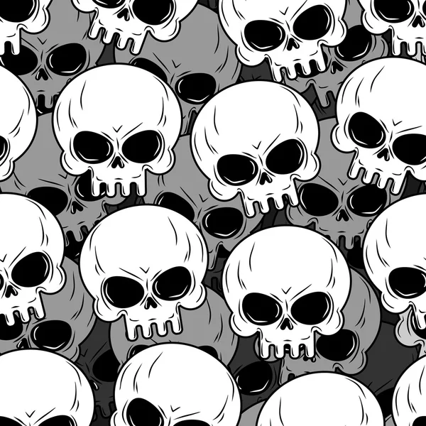 Skull texture. Skeleton head lot. Background of skulls. Ornament — 스톡 벡터