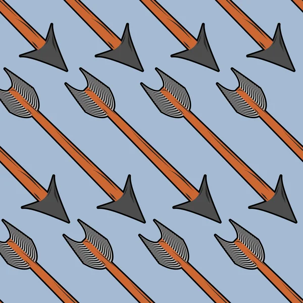 Arrow archery seamless pattern. Lot of wooden arrows. Cupids bow — 图库矢量图片