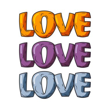 Love set. Logo for Valentines day in warm colors.