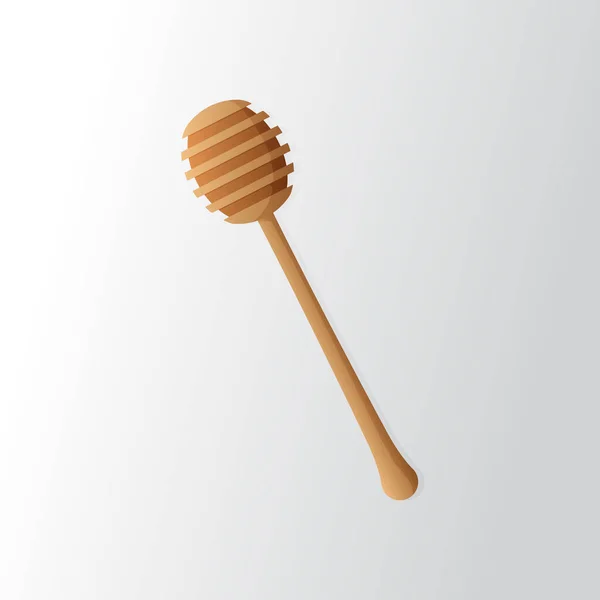 Illustration Vector Graphic Wooden Honey Dipper Isolated Drizzler White Background — Stok Vektör