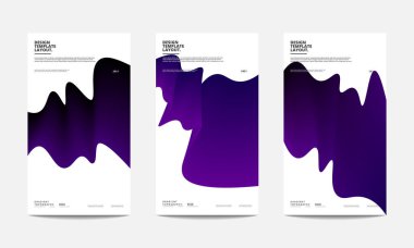 Modern soyut kapakların koleksiyon vektör grafiği. Sıvı renkli gradyanı olan geometrik dalga şekli. Posterler, el ilanları, afişler vs. için uygun. Vektör illüstrasyonu