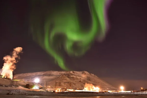 Ragyogás Aurora Aurora Borealis Sarkvidéki Sarkvidéki Régió Norilck Sarkvidéki Éjszaka — Stock Fotó