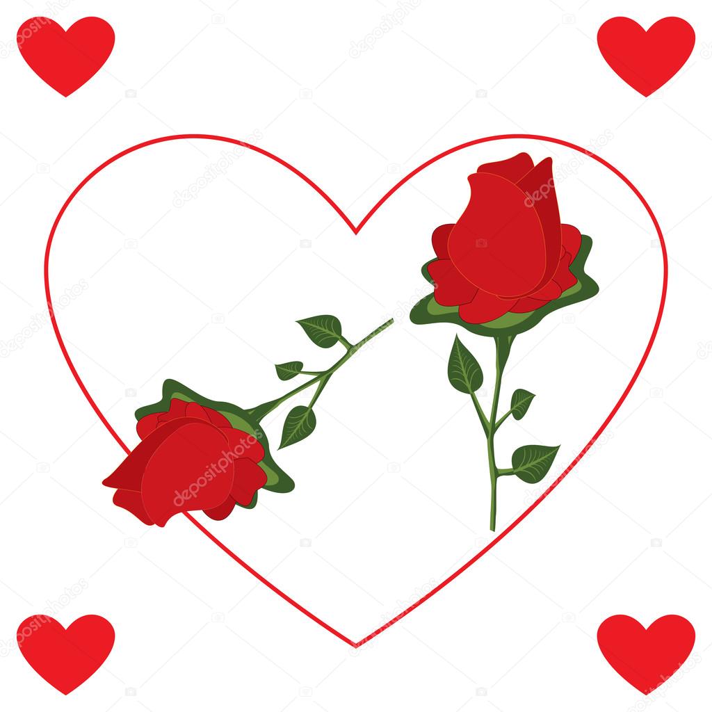 Red Rose Flower With Heart Stock Vector Gdmohamed