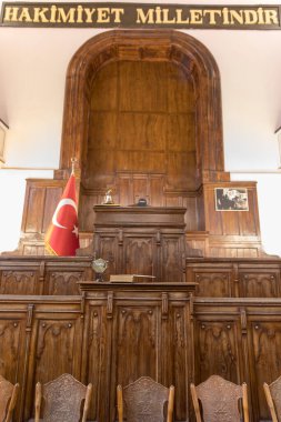 Ankara, Türkiye - 29 Ocak 2017: Türkiye Eski Büyük Millet Meclisi görüşü. Türkiye Cumhuriyeti bu binada ilan edildi.