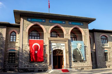 ANKARA, TURKEY - 10 Mayıs 2018: Türkiye 'nin Eski Büyük Millet Meclisi görüşü. Türkiye Cumhuriyeti bu binada ilan edildi.