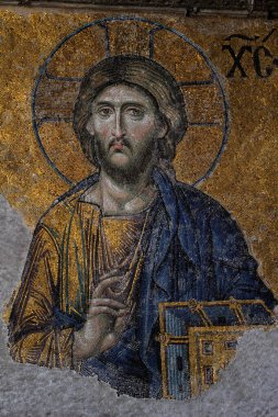 İstanbul, Türkiye - 17 Nisan: İstanbul 'da Ayasofya, Bizans mozaiği, 17 Nisan 2017.