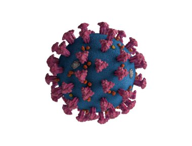 Beyaz arkaplanda izole edilmiş COVID19 virüs hücrelerinin 3 boyutlu çizimi