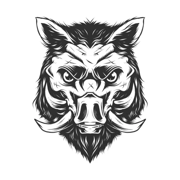 Vintage Serious Gentleman Boar Head Monochrome Style Isolated Vector Illustration — Stock Vector