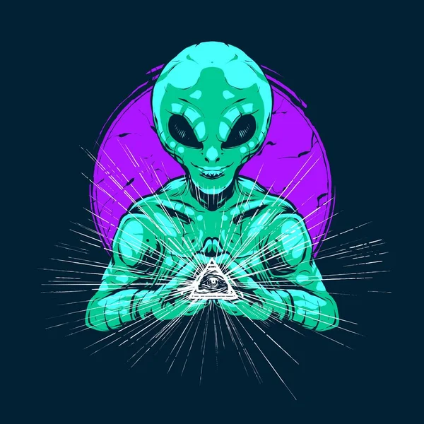 Illustration Vectorielle Attaque Ufo Dans Style Moderne Convient Aux Shirts — Image vectorielle