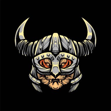 Tiger Head Vector Illustration, tişört veya basım ürünleri için uygun modern karikatür tarzı