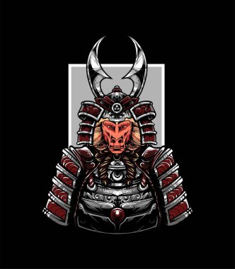 babun samuray vektör tasviri, modern karikatür tarzı t-shirt veya basım ürünleri için uygundur.