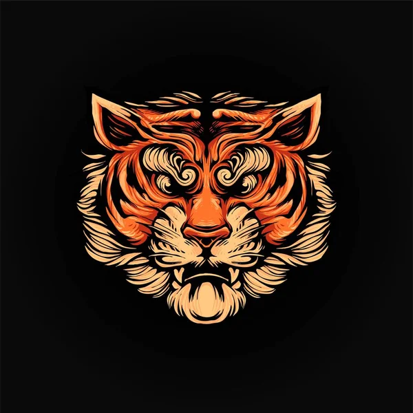 Tiger Head Vector Illustration Modern Cartoony Style Suitable Shirt Print — Stock Vector