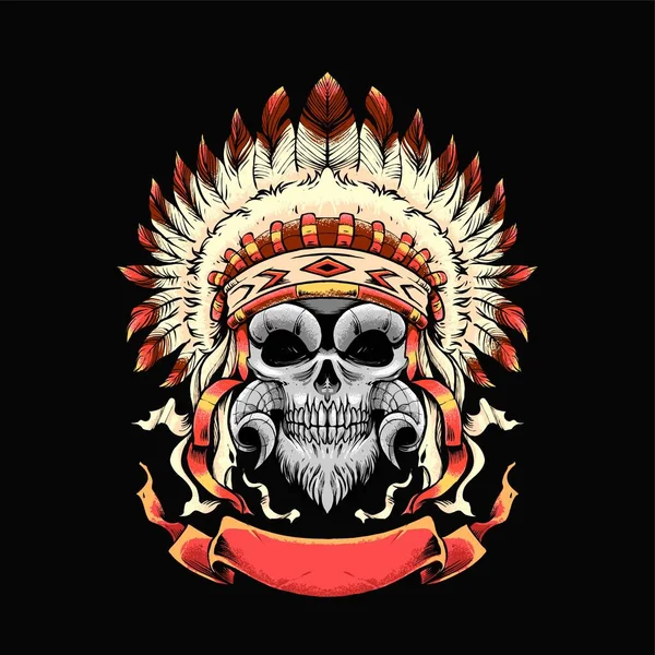 Skull Apache Illustration Adecuado Para Camisetas Estampados Productos Mercancías — Archivo Imágenes Vectoriales