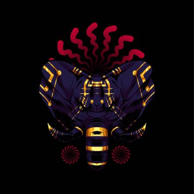 Fil kafası vektör çizimi. Tişört, baskı ve giyim ürünleri için uygun