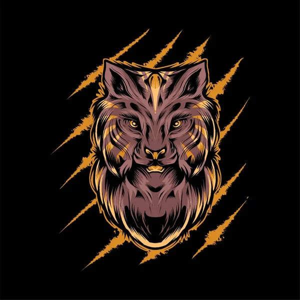 Lynx Wildcatヘッドベクトルイラスト Tシャツ プリント アパレル製品に適しています — ストックベクタ