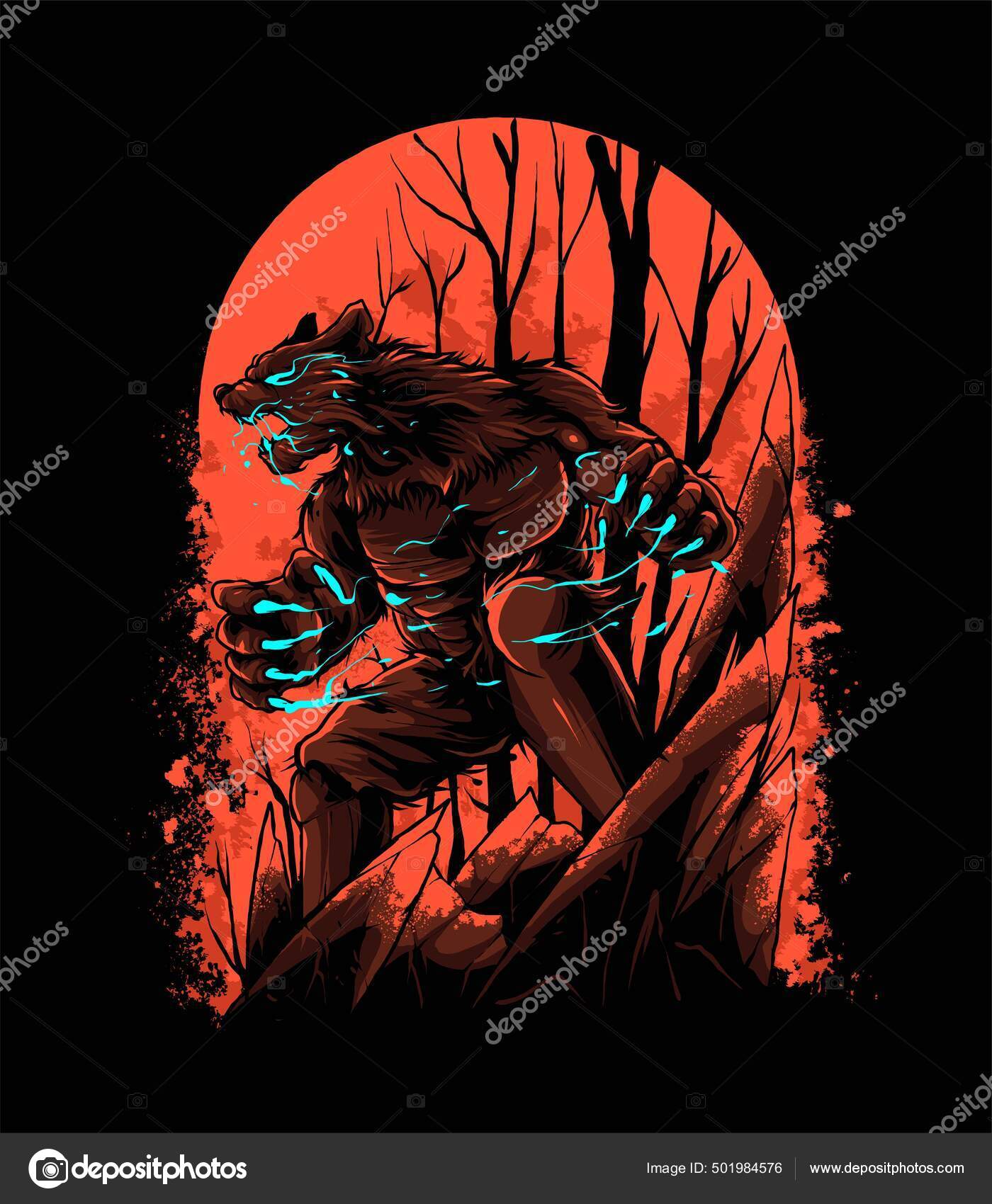 Manfinity LEGND Camiseta con estampado de lobo para hombre — Quierox -  Tienda Online, image size:1400x1700