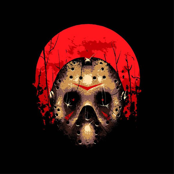Jason Voorhees with hockey mask Illustration, Suitable for t-shirt, Apparel, Print and Merchandise Products