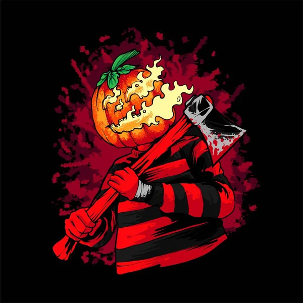 Pompoen Halloween Illustratie Geschikt Voor Shirt Apparel Print Merchandise Producten — Stockvector