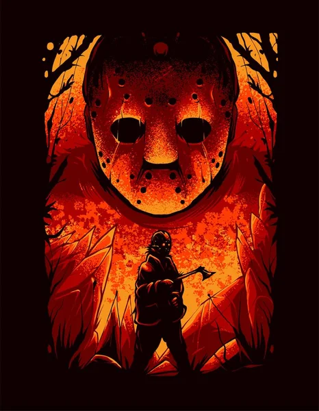 Jason Voorhees Hockey Mask Illustration Für Shirt Design — Stockvektor