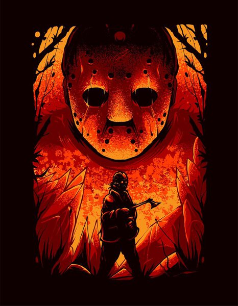 Jason Voorhees Hockey Mask Illustration For T Shirt Design