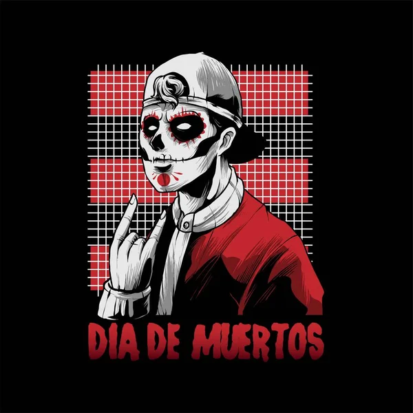 Man Dia Muertos 티셔츠 디자인에 — 스톡 벡터