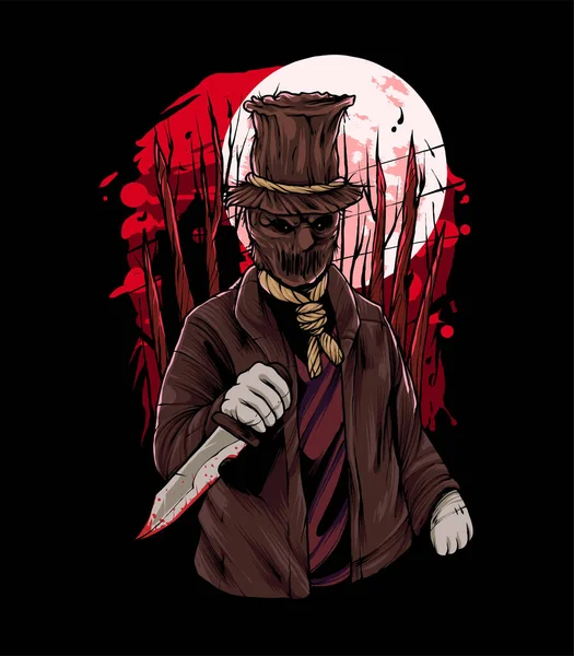 Sack Man Halloween Illustration Perfetto Shirt Prodotto — Vettoriale Stock