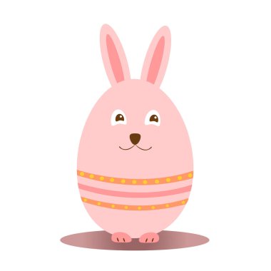 Beyaz arka planda tavşan kulaklı şirin pembe Paskalya yumurtası.