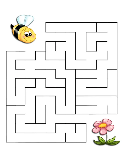 El juego del laberinto, la abeja — Foto de Stock