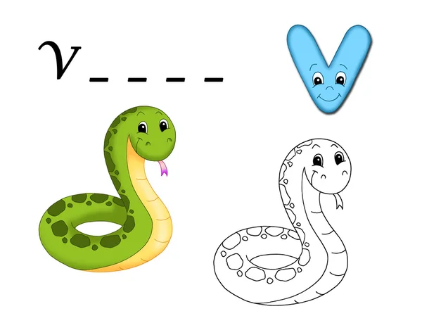 Alphabet cartoon, v — Stock Photo, Image