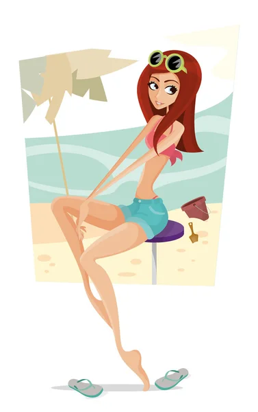 Hora de verano 2 - Una hermosa chica — Vector de stock