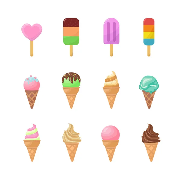 Colección de varios iconos de helado multicolor — Archivo Imágenes Vectoriales