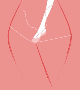 Önünde duran bir kadın ve balerin bacağının tasviri kadınların kırılgan ve hassas olduğunu gösteriyor.