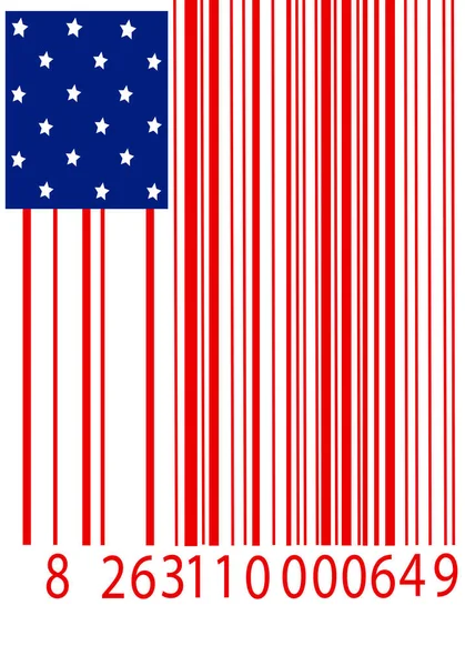 用条形码设计的美国国旗的图解 用白色隔开 — 图库照片