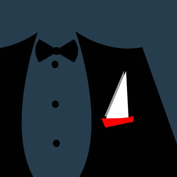 Illustration Man Black Suit White Ship Right Side Isolated Blue — Stock Photo, Image