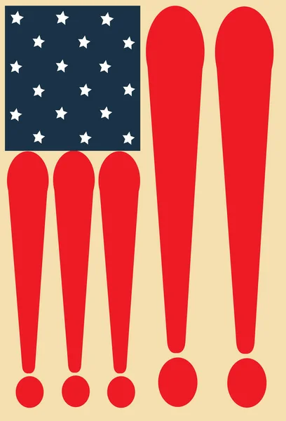 Ünlem Işaretlerinden Oluşan Amerikan Bayrağının Çizimi Don Sarı Bağbozumunu Ayırmak — Stok fotoğraf