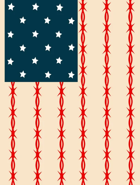 Zorba Rejim Fikri Için Çizgileri Dikenli Telli Amerikan Bayrağının Bir — Stok fotoğraf