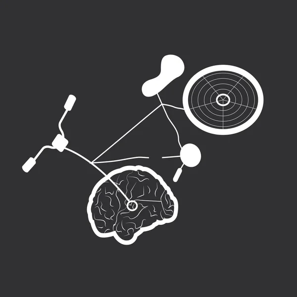 Ilustração Uma Bicicleta Com Uma Roda Forma Cérebro Sendo Quebrado — Fotografia de Stock