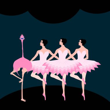 Bale topluluğunun ve devekuşunun mavi arka planda izole bir şekilde ayaklarıyla aynı pozu verdiğinin resmi.