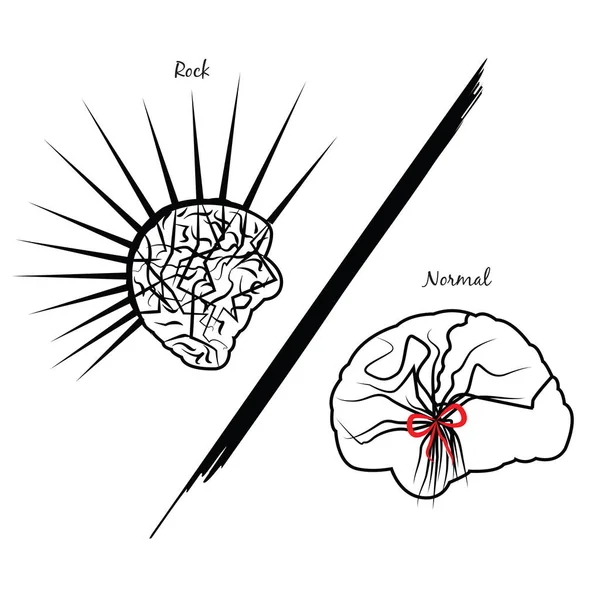 Иллюстрация Двух Мозгов Одного Панка Одного Нормального Человека Показывающего Различия — стоковое фото