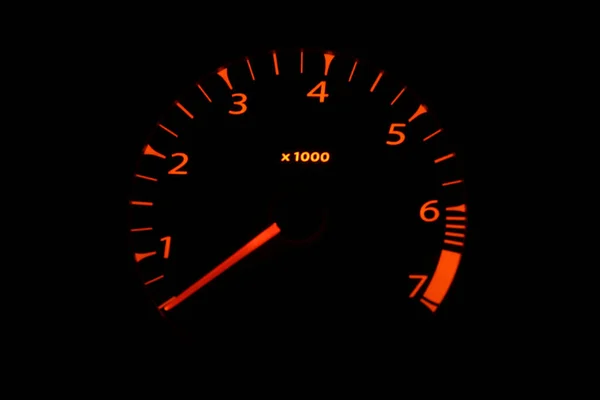 Car Tachometer Orange Scale Black Background — Stock Photo, Image