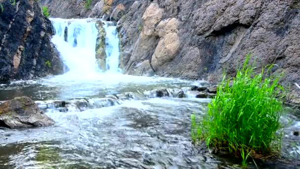 chute d'eau dans la brume matinale. chute d'eau dans le brouillard dense du matin. L'eau tombe d'une falaise. tombant d'une hauteur d'eau. chute d'eau dans le brouillard. brouillard matinal épais dans la forêt d'été .